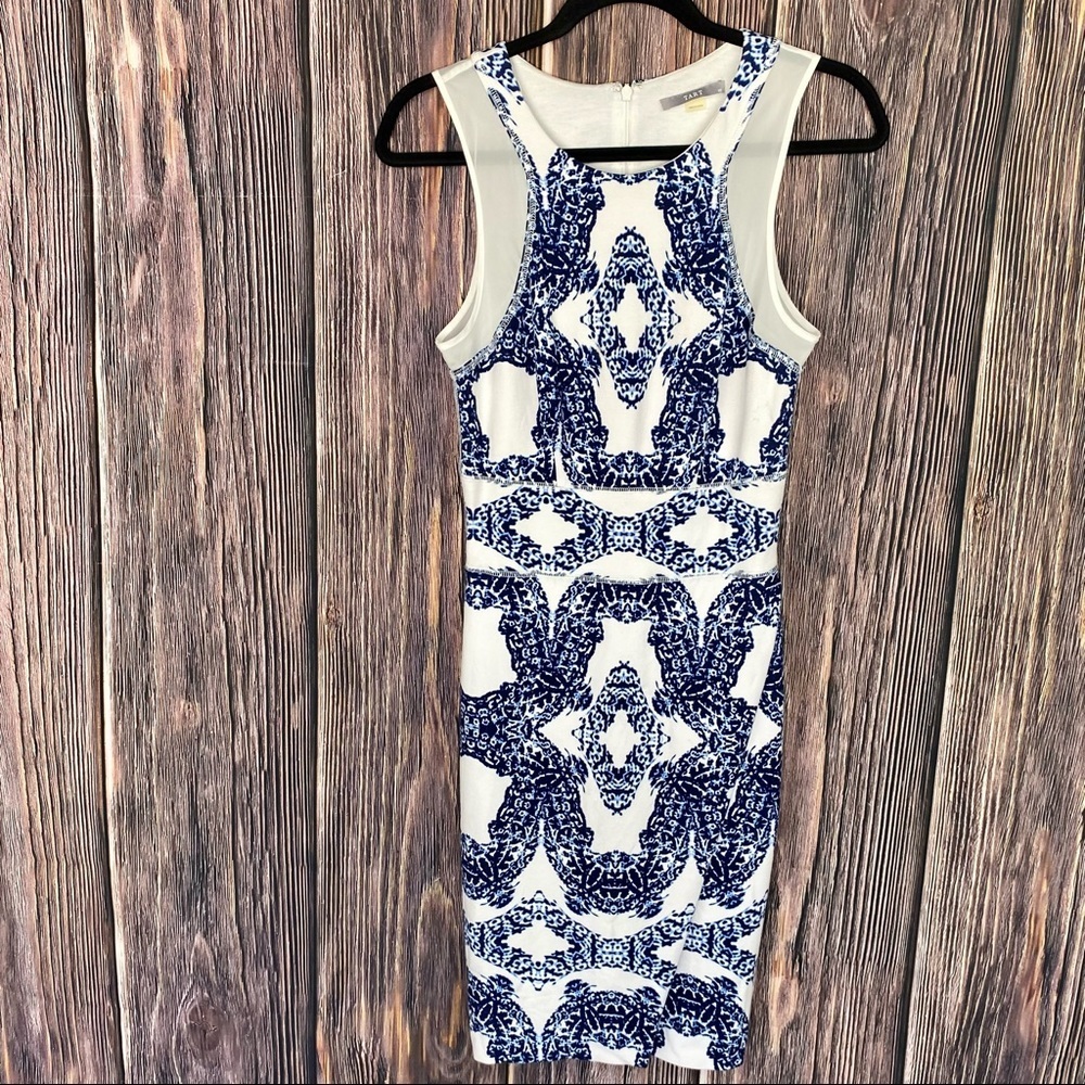 TART Indigo Blue/White Print Bodycon Dress